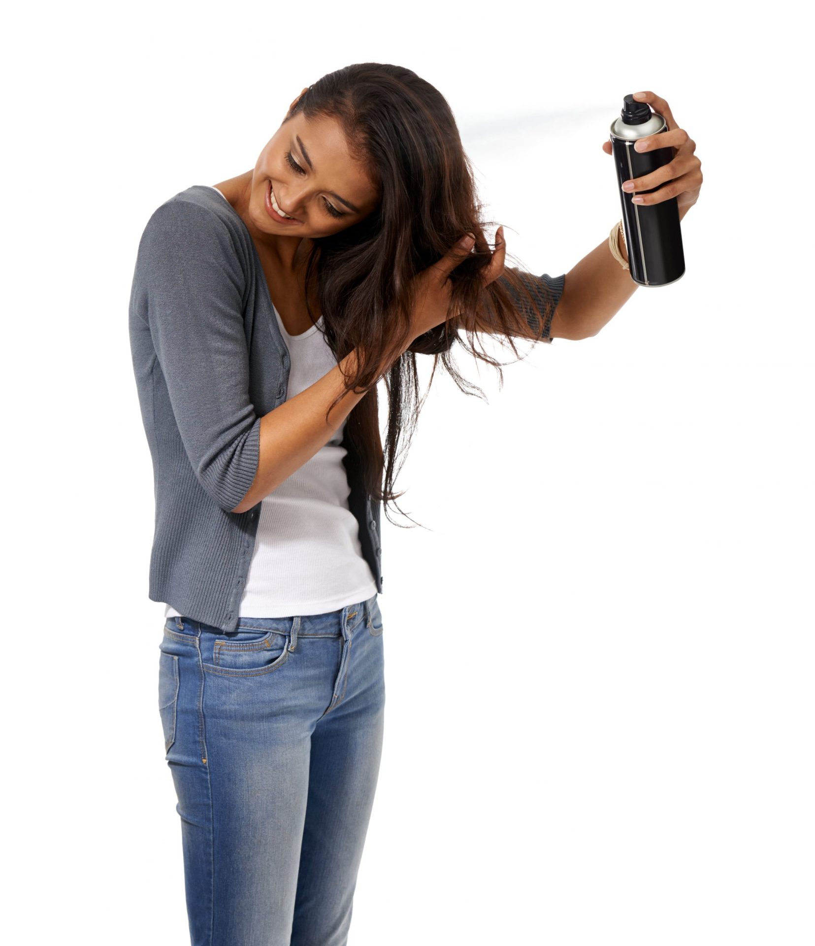 indian woman using hairstyling product scaled